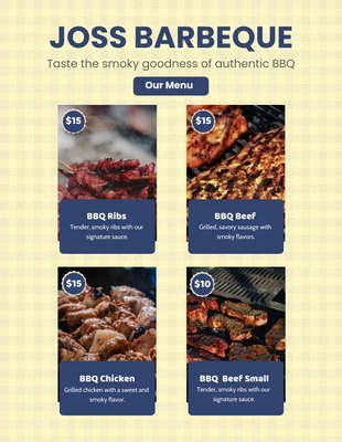 Free  Template: Menús de barbacoa simples azules y amarillos