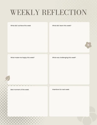 Free  Template: Piano estetico Grey Weekly Reflection
