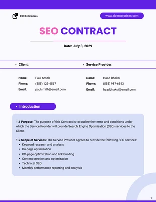 Free  Template: SEO-Vertragsvorlage