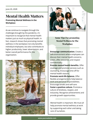 Free  Template: Boletim informativo Green Minimalist Safety Mental Health