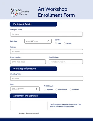 Free interactive Template: Formularios de inscripción minimalistas en azul marino.