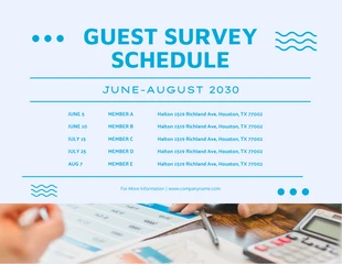 Free  Template: Plantilla de horario de encuesta para invitados, azul claro, moderna y alegre