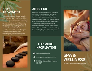 Free  Template: Verde e marrone Semplice Minimalista Moderno Speciale Brochure Spa