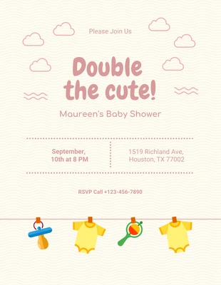 Free  Template: Volantino per baby shower beige chiaro e carino