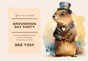 Free  Template: Illustrazione moderna beige Scheda dell'acquerello del giorno della marmotta