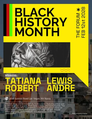 Free  Template: Poster giallo per il forum sul Mese della Storia Nera
