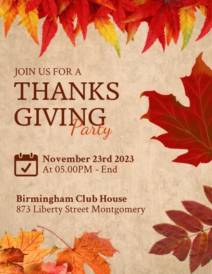 Free  Template: Flyer de Thanksgiving rustique orange