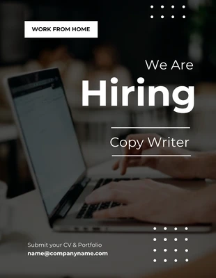Free  Template: Black Dark Estamos Contratando Copywriter