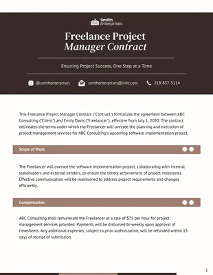 Free  Template: Modèle de contrat de chef de projet indépendant