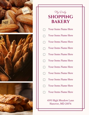 Free interactive Template: Grigio chiaro e rosa scuro Shopping classico Lista di controllo della panetteria