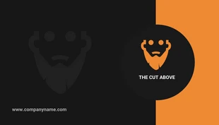 Free  Template: Negro naranja moderna tarjeta de visita barbero