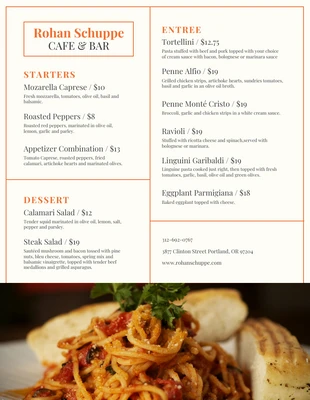 premium  Template: Menu Fantaisie Moderne Crème Et Orange