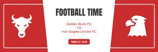 Free  Template: Banner de futebol vermelho e branco moderno e arrojado, elegante, do Bull Versus Eagle