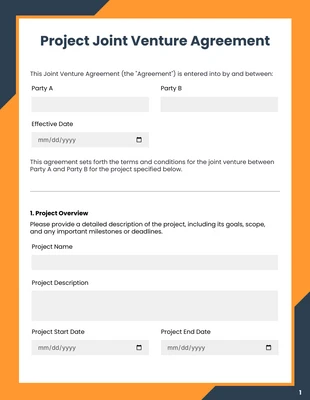 premium interactive Template: اتفاقية المشروع المشترك لمشروع Navy and Orange Modern