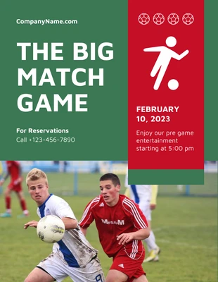 Free  Template: Volantino verde minimalista Big Match Game