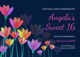 Free  Template: Invitación Floral Oscura Dulces 16