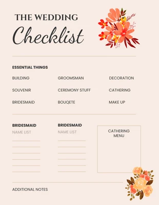 Free  Template: Beige Minimaliste Liste de contrôle pour le mariage