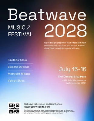 Free  Template: Pôster do festival de música com gradiente desfocado