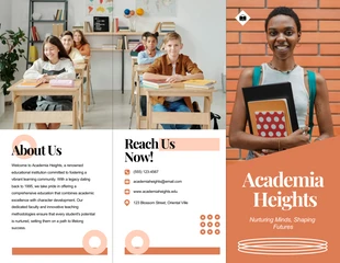 Free  Template: Folheto escolar com três dobras em laranja e branco
