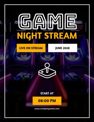 Free  Template: Poster per streaming notturno di giochi fotografici semplici neri