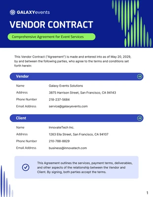 business  Template: Modello di contratto del fornitore