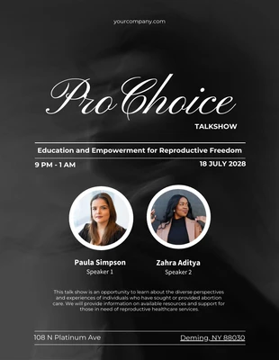Free  Template: Póster del evento Black Pro Choice Talkshow
