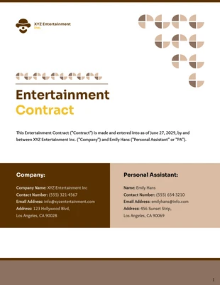 premium  Template: نموذج عقد الترفيه
