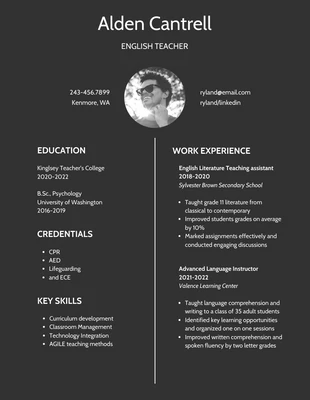business  Template: استئناف الطالب المظلم