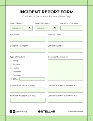 premium  Template: Incident Report Format Template
