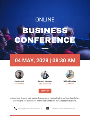 Free  Template: Conferencia de negocios azul y roja