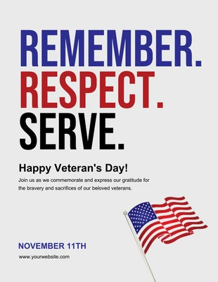 Free  Template: Campaña de carteles azul y rojo del día de los veteranos
