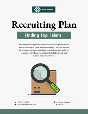Free  Template: Plan de recrutement vert simple