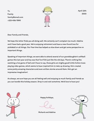 Free  Template: Gris Simple Illustration Mignonne Papier à en-tête d'entreprise