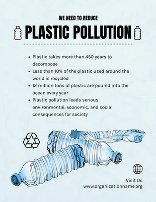 Free  Template: Poster di riciclaggio dell'inquinamento della plastica con texture semplice di colore azzurro