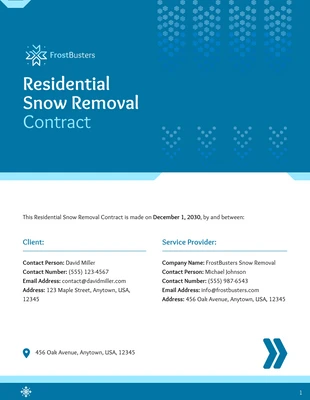 Free  Template: Modèle de contrat de déneigement résidentiel