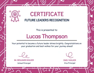 premium  Template: Certificado Escolar Abstracto Juguetón Blanco Y Rosa Oscuro