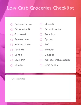 Free interactive Template: Liste de contrôle Gradient Low Carb