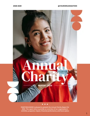 Free  Template: التقرير السنوي لمؤسسة Orange and White Charity
