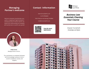 Free interactive Template: كتيب قانوني ثلاثي الطيات للأعمال القانونية بسيط باللون الأحمر الداكن