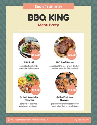 Free  Template: Fiesta de menú de barbacoa de ilustración verde azulado