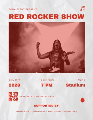 Free  Template: Spettacolo musicale con poster rosso