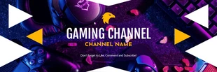 Free  Template: Viola Bianco e Giallo Moderno Rustico Futuristico Canale Gaming Banner