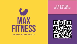Free  Template: Tarjeta De Visita Fitness juguetón amarillo, rosa y morado