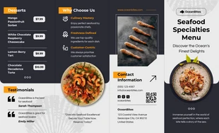business  Template: قائمة المأكولات البحرية المتخصصة كتيب متوازي مزدوج