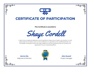 Free  Template: Certificat de participation à la Classique Blanche