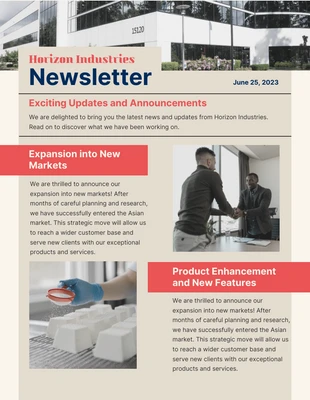 Free  Template: Einfacher pastellfarbener Retro-Firmen-Newsletter