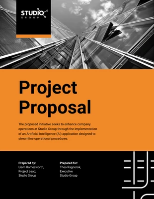 business  Template: مقترح مشروع برتقالي غامق
