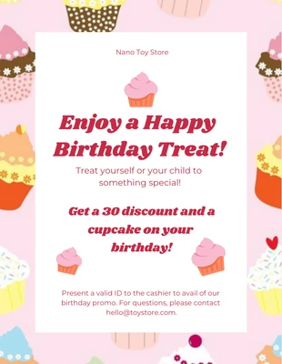 Free  Template: Volante rosa de cumpleaños