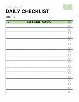 Free interactive Template: Lista di controllo giornaliera minimalista in bianco e verde chiaro