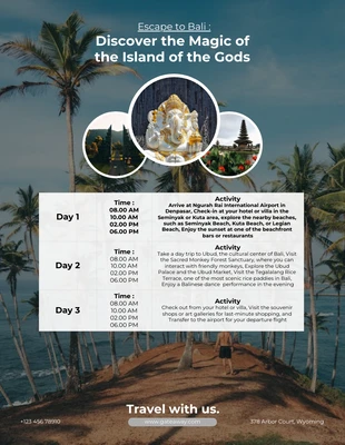 Free  Template: Sfondo fotografico Modello di itinerario di viaggio a Bali